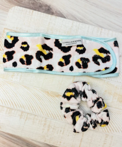 Lemon Lavander high & dry DUO - Scrunchie & Headband HAPPY CHEETAH