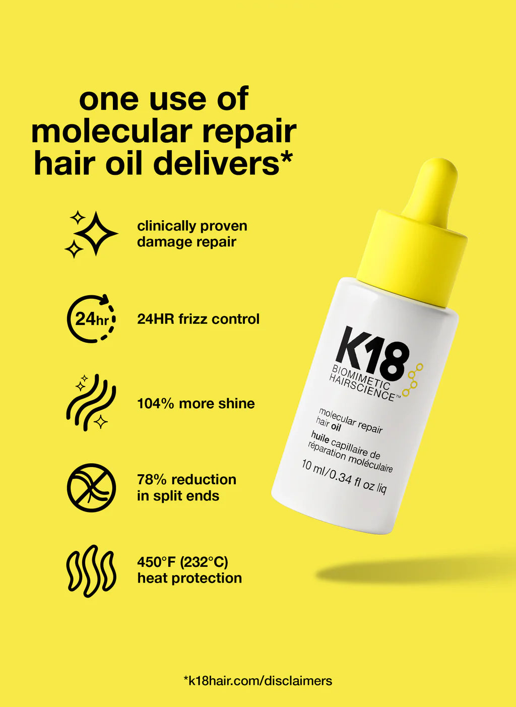 k18 molecular repair hair oil 10ml