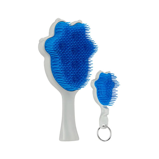 Re:born Pet Angel Detangling Pet Brush & Keyring Brush - Grey/Blue