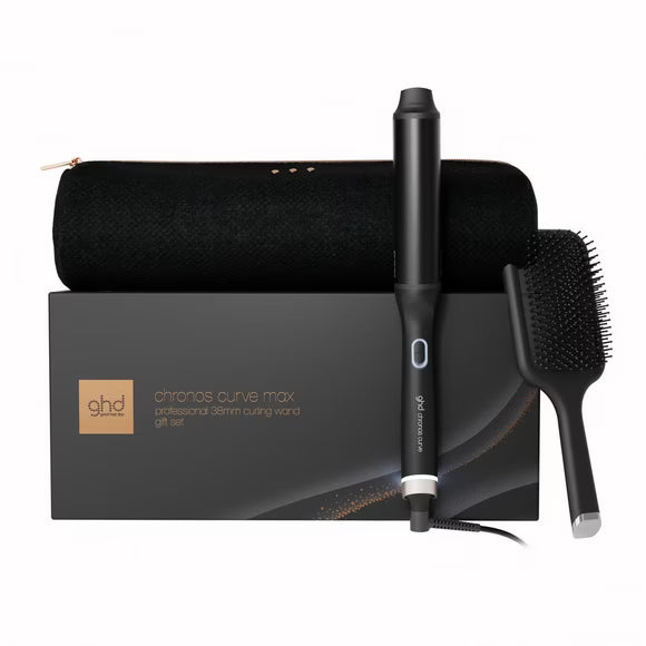 GHD CHRONOS CURVE MAX WAND (LARGE 38MM BARREL) FESTIVE GIFT SET IN BLACK