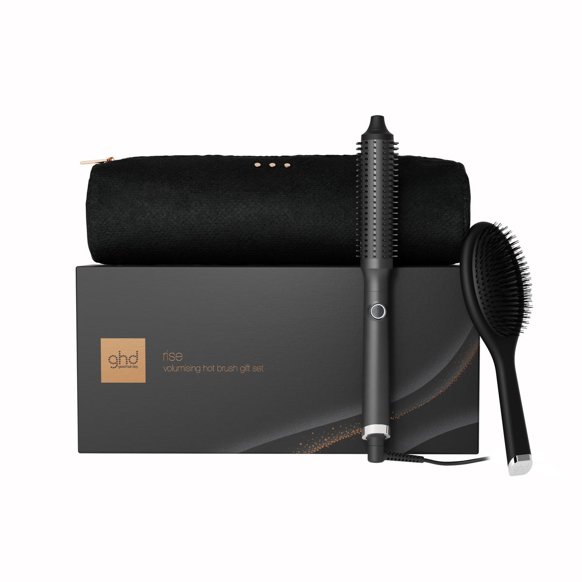 GHD RISE HOT BRUSH FESTIVE GIFT SET IN BLACK