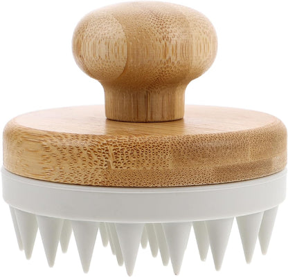 Bamboo & Silicone Scalp Massager - white