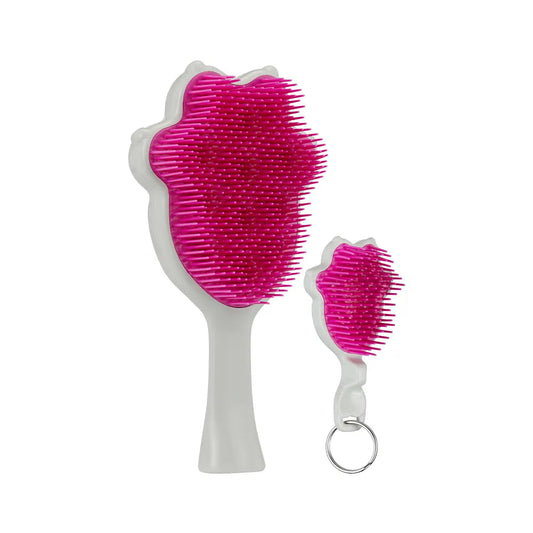 Re:born Pet Angel Detangling Pet Brush & Keyring Brush - Grey/Pink