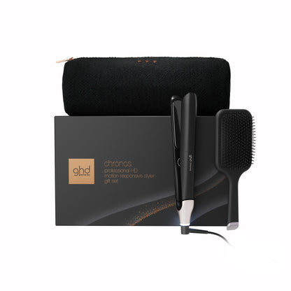 GHD CHRONOS HAIR STRAIGHTENER FESTIVE GIFT SET IN BLACK
