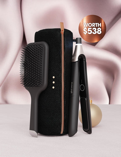 GHD CHRONOS HAIR STRAIGHTENER FESTIVE GIFT SET IN BLACK