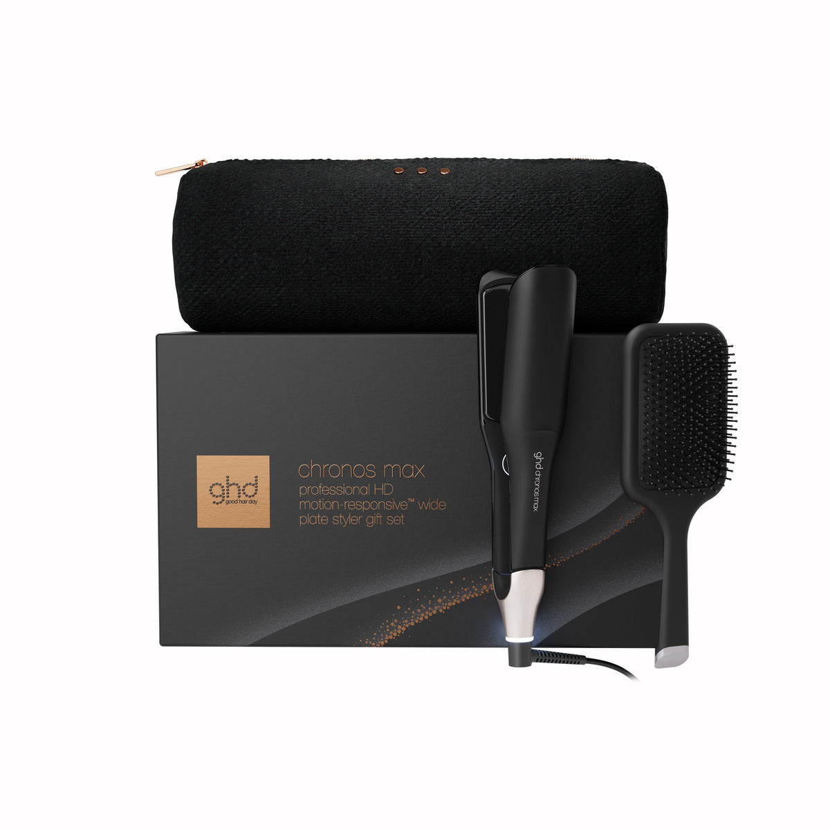 GHD CHRONOS MAX BEST WIDE PLATE HAIR STRAIGHTENER FESTIVE GIFT SET
