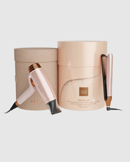 GHD DELUXE HAIR DRYER AND STRAIGHTENER GIFT SET IN CASHMERE BEIGE