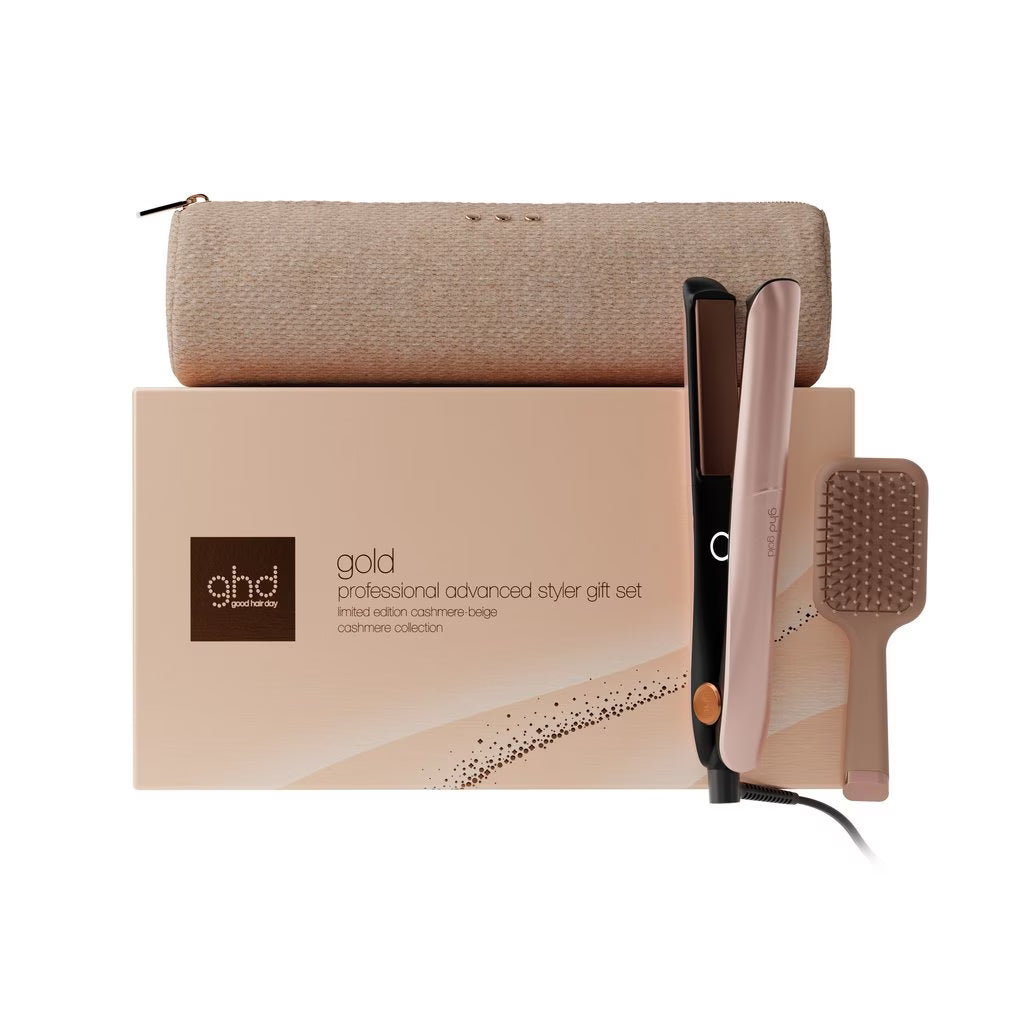 GHD GOLD HAIR STRAIGHTENER FESTIVE GIFT SET IN CASHMERE BEIGE