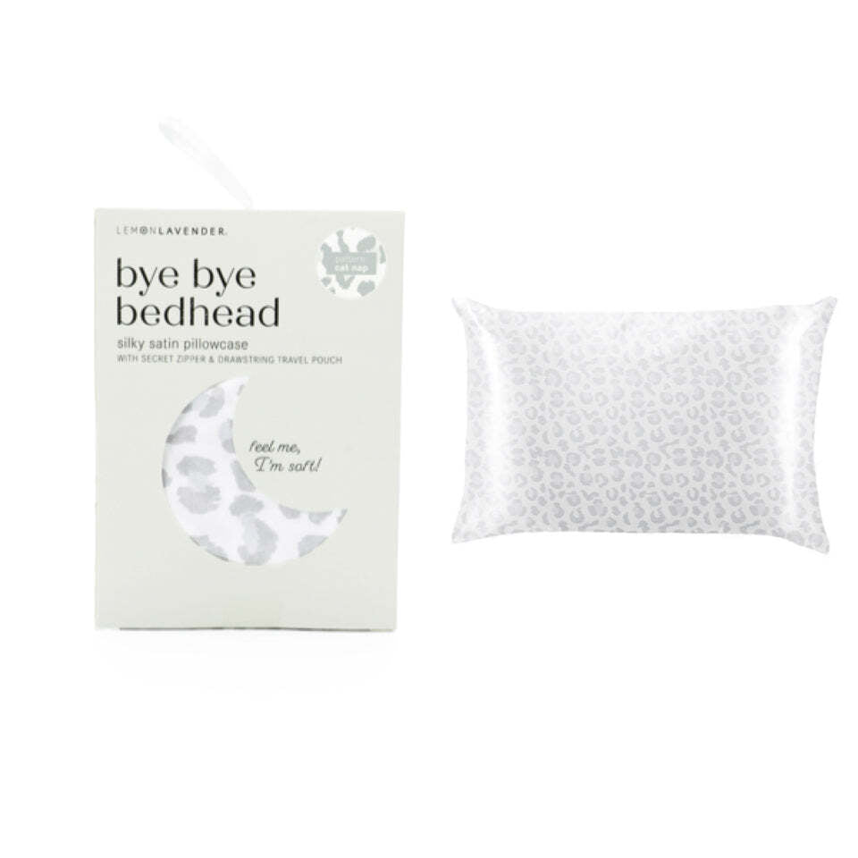 Lemon Lavender Bye Bye Bed Head Silky Satin Pillowcase - Cat nap