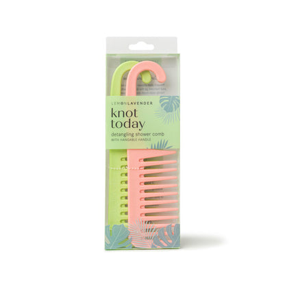 Lemon Lavender Knot Today Shower Comb Duo - Lime & Pink
