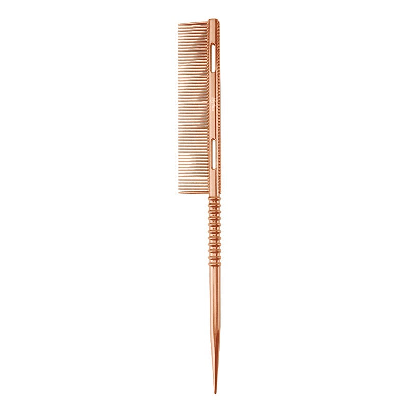 Threaded Handle Tail Aluminum Comb - Rose gold