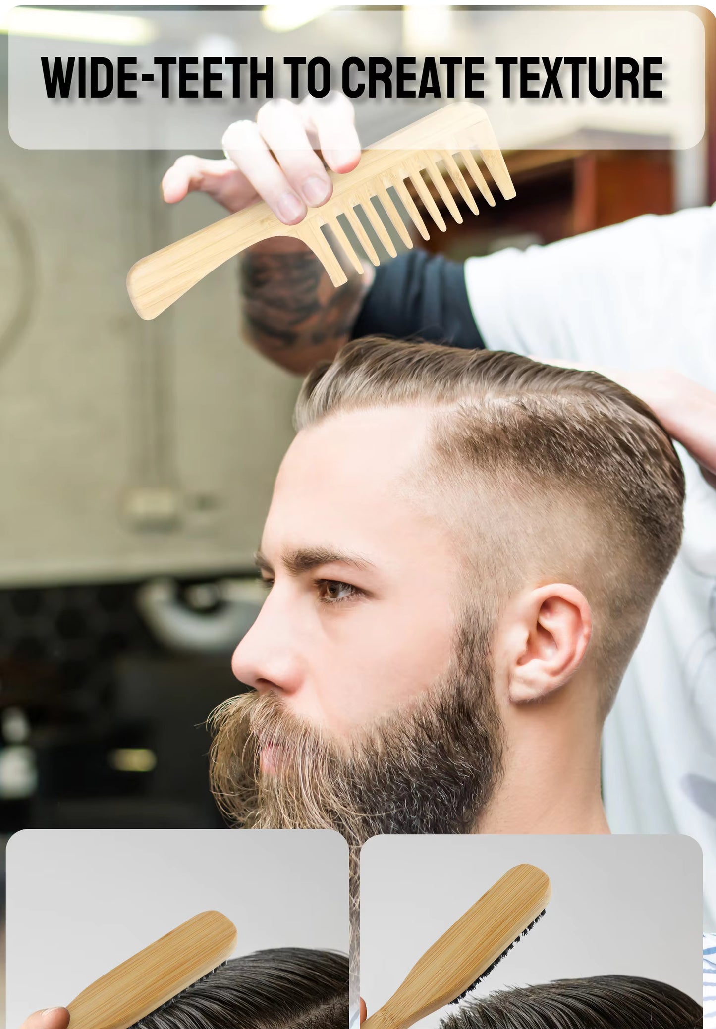 Wooden comb - bamboo wide